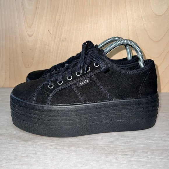 Victoria Shoes - Victoria 2.5 Inch Platform Sneakers Black Made in Spain Women's 39 US 8